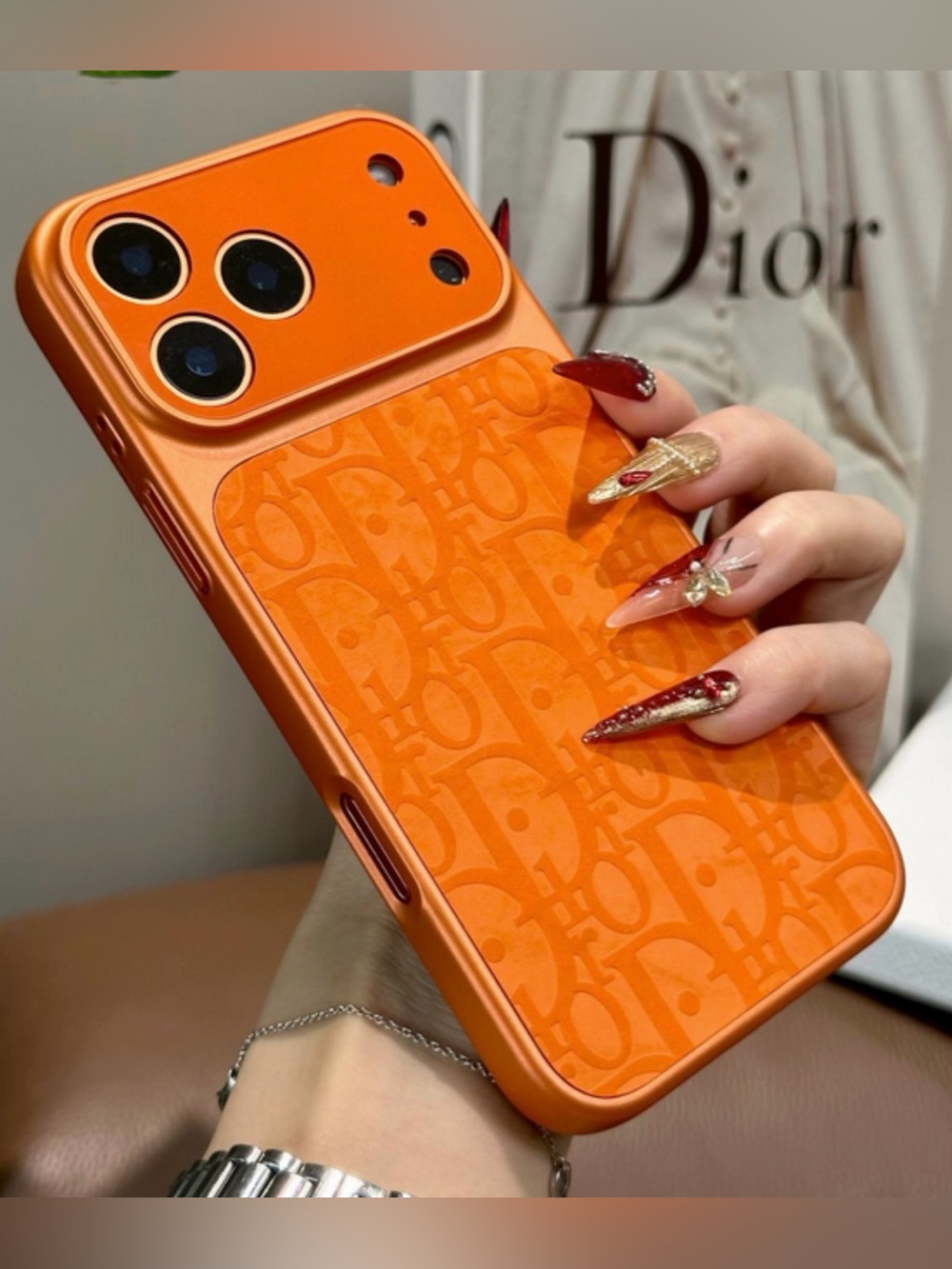 iPhone 17 Pro Orange Case with D Logo